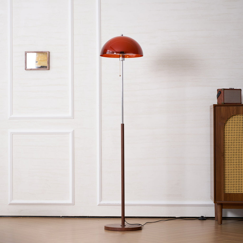 Modern Dome Shade Floor Lamp with Slim Metal Stand