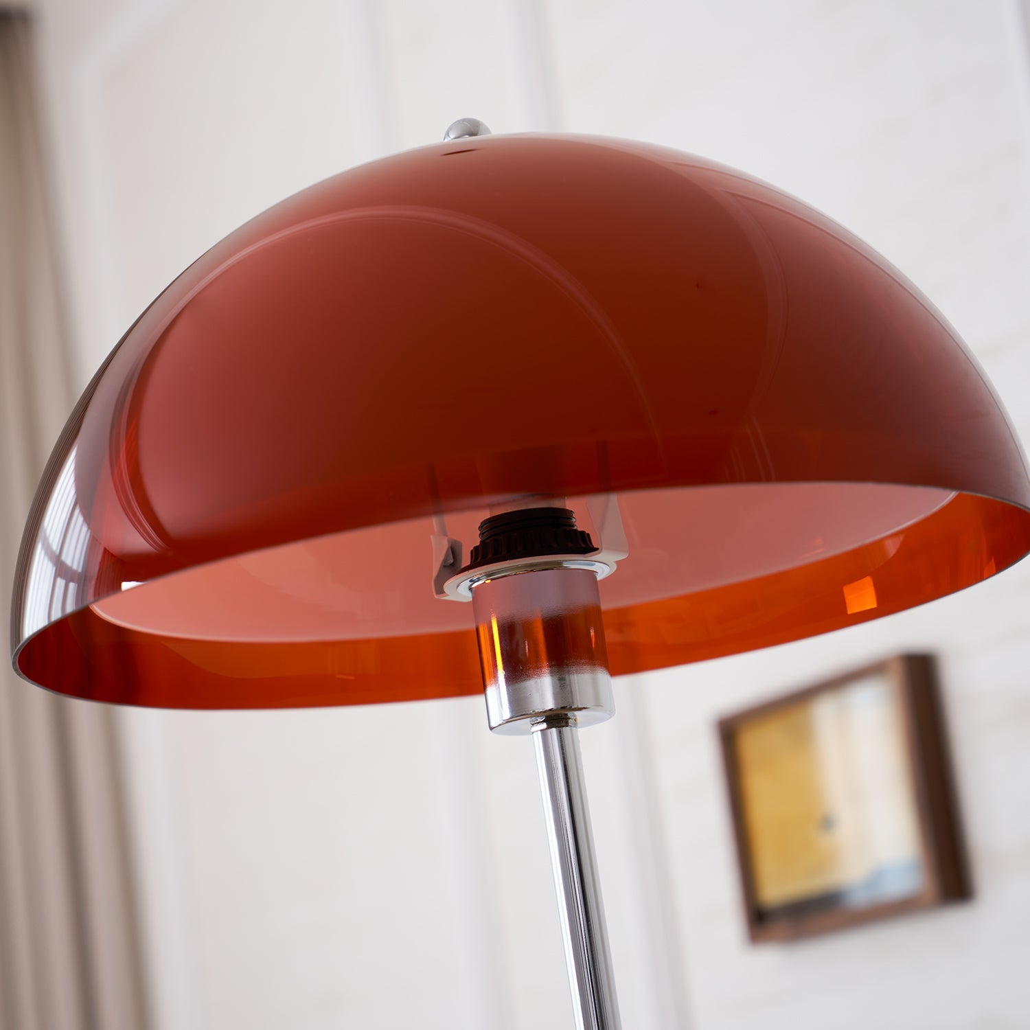 Modern Dome Shade Floor Lamp with Slim Metal Stand