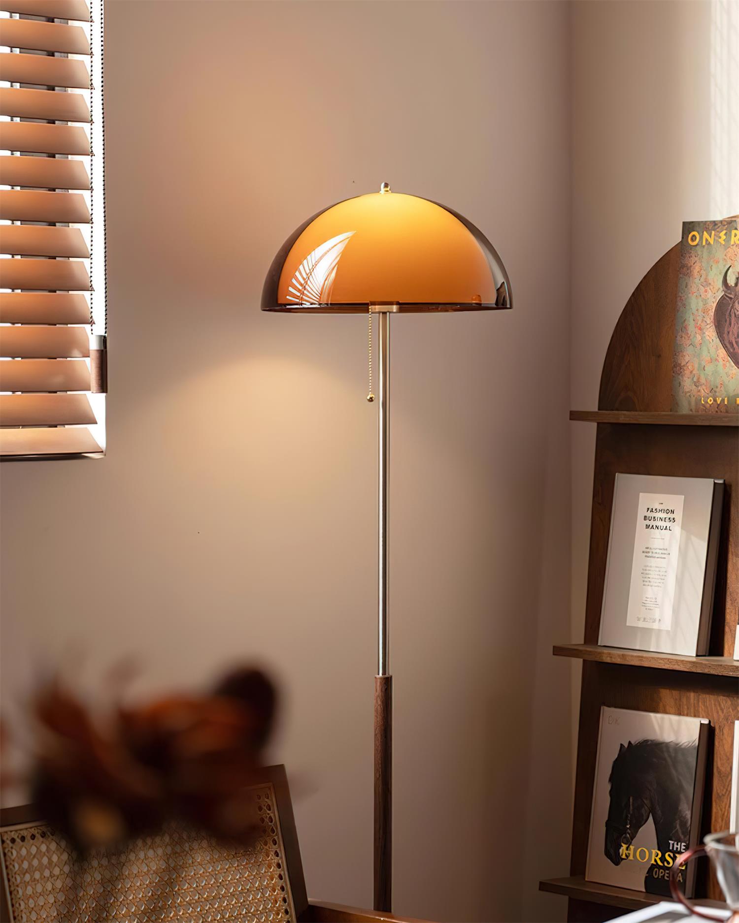 Modern Dome Shade Floor Lamp with Slim Metal Stand