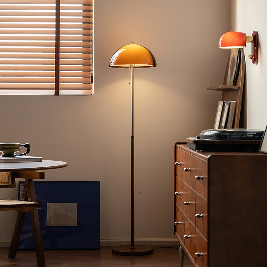 Modern Dome Shade Floor Lamp with Slim Metal Stand