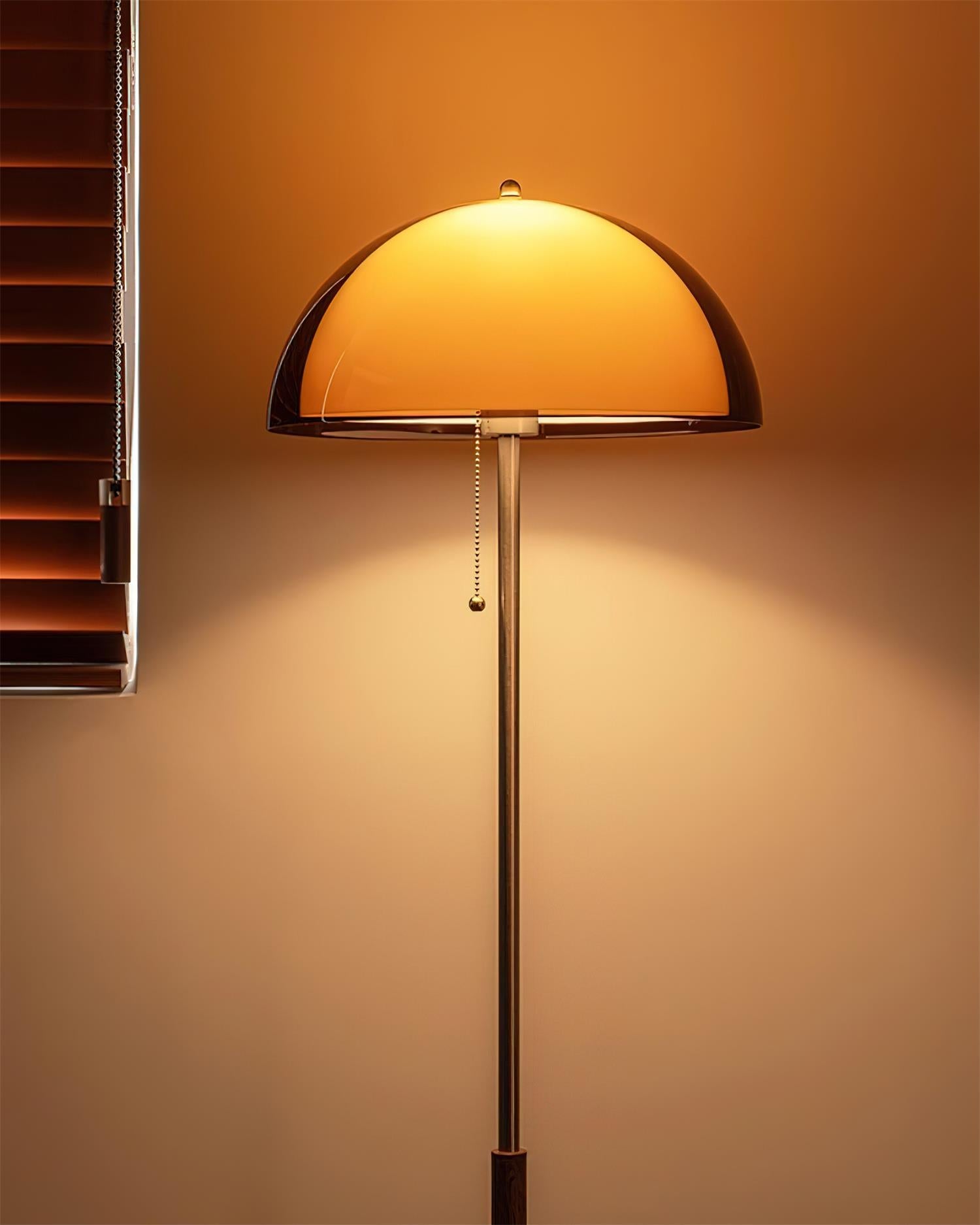 Modern Dome Shade Floor Lamp with Slim Metal Stand