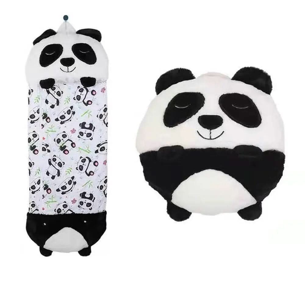 Kids Sleeping Bag with Stuffed Animal Pillow Convertible Plush Sleeping Bag for Children Soft Animal Sleepover Bag with Zipper for Girls and Boys