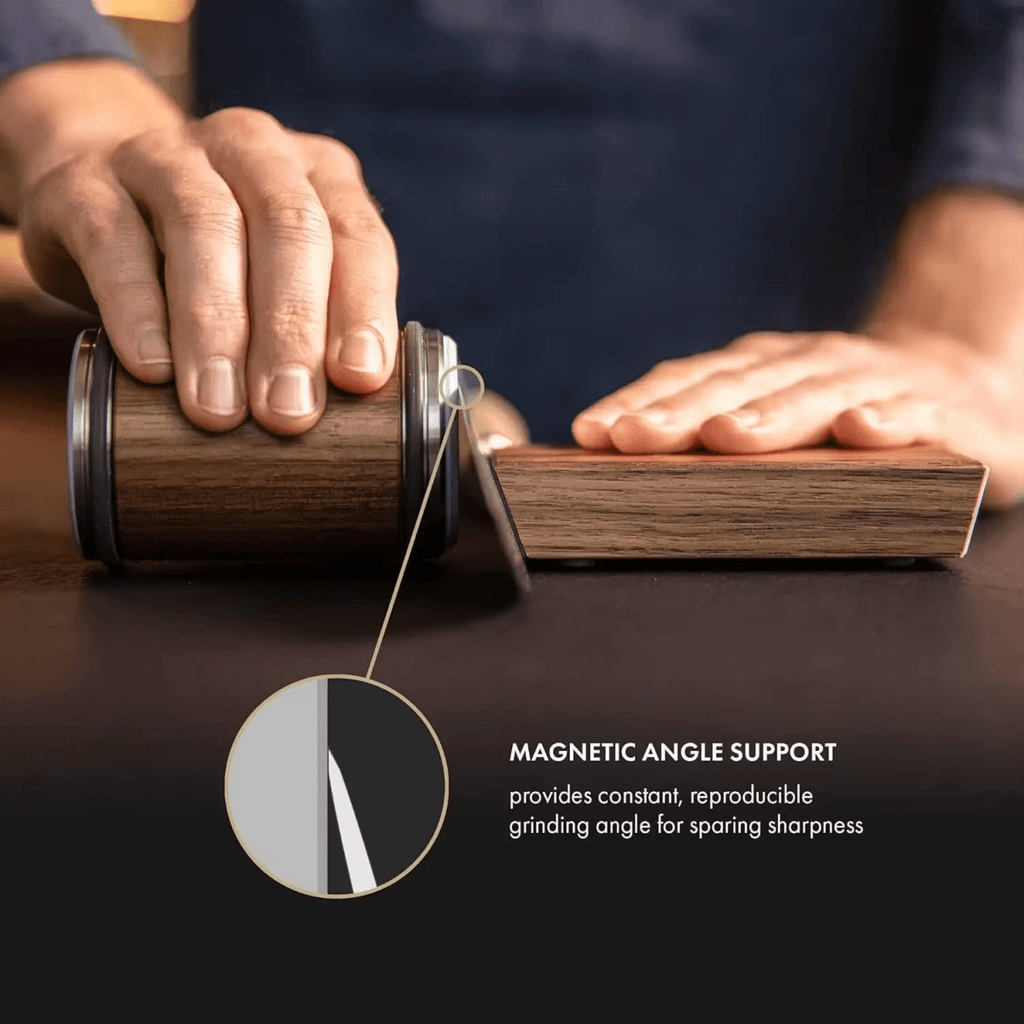 Rolling Knife Sharpener with Diamond and Ceramic Discs Magnetic Angle Guide Kitchen Knife Sharpening Tool for Straight Blades