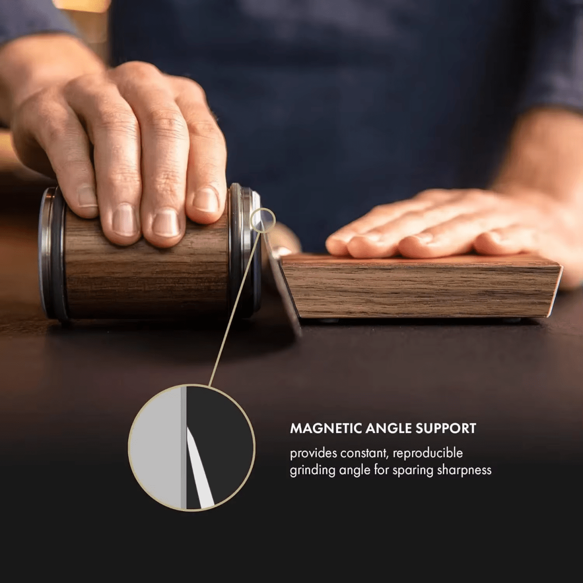 Rolling Knife Sharpener with Diamond and Ceramic Discs Magnetic Angle Guide Kitchen Knife Sharpening Tool for Straight Blades