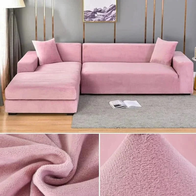 Stretch Velvet Sofa Cover Elastic Non-Slip Couch Slipcover Machine Washable Furniture Protector for Pets and Living Room