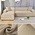 Stretch Velvet Sofa Cover Elastic Non-Slip Couch Slipcover Machine Washable Furniture Protector for Pets and Living Room