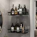 Adhesive Bathroom Shelf No Drill Wall Mounted Shower Caddy Stainless Steel Storage Rack for Shampoo and Soap
