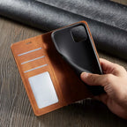 Faux Leather Wallet Phone Case for iPhone with Magnetic Closure Card Holder Slots and Kickstand Slim Flip Folio Cover