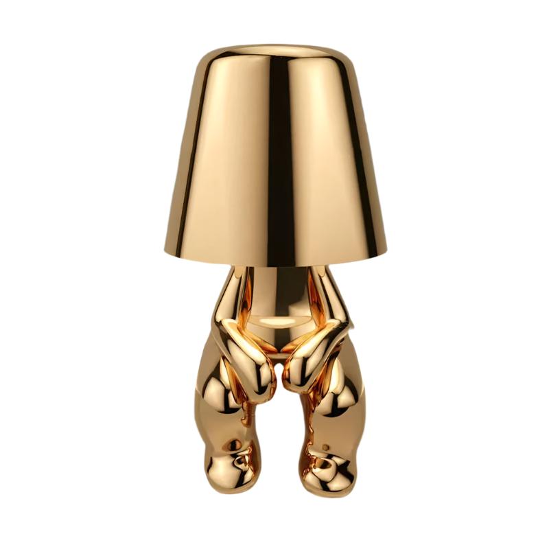 Rechargeable LED Light Table Lamp with Sitting Figure Metal Base