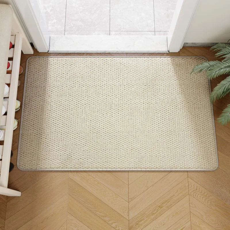 Faux Jute Doormat Non-Slip Woven Entrance Mat Indoor Outdoor Polypropylene Door Rug for Front Door Hallway and Patio