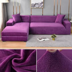 Stretch Velvet Sofa Cover Elastic Non-Slip Couch Slipcover Machine Washable Furniture Protector for Pets and Living Room