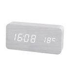 Digital Wooden Alarm Clock with LED Display Silent Non-Ticking Bedside Desk Clock Modern Wood Design