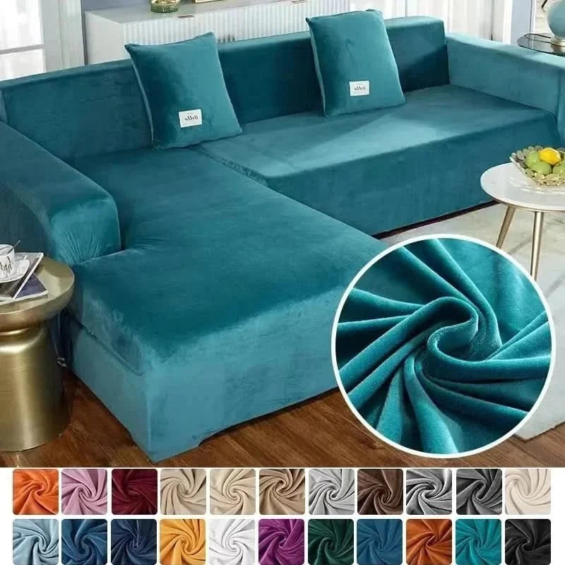Stretch Velvet Sofa Cover Elastic Non-Slip Couch Slipcover Machine Washable Furniture Protector for Pets and Living Room