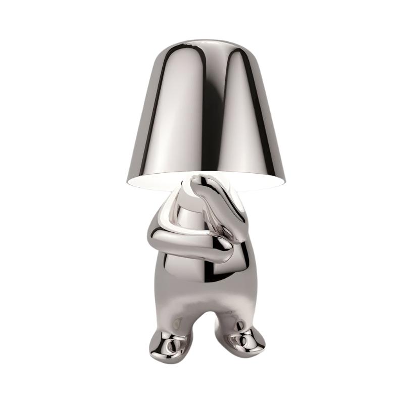 Rechargeable LED Light Table Lamp with Sitting Figure Metal Base