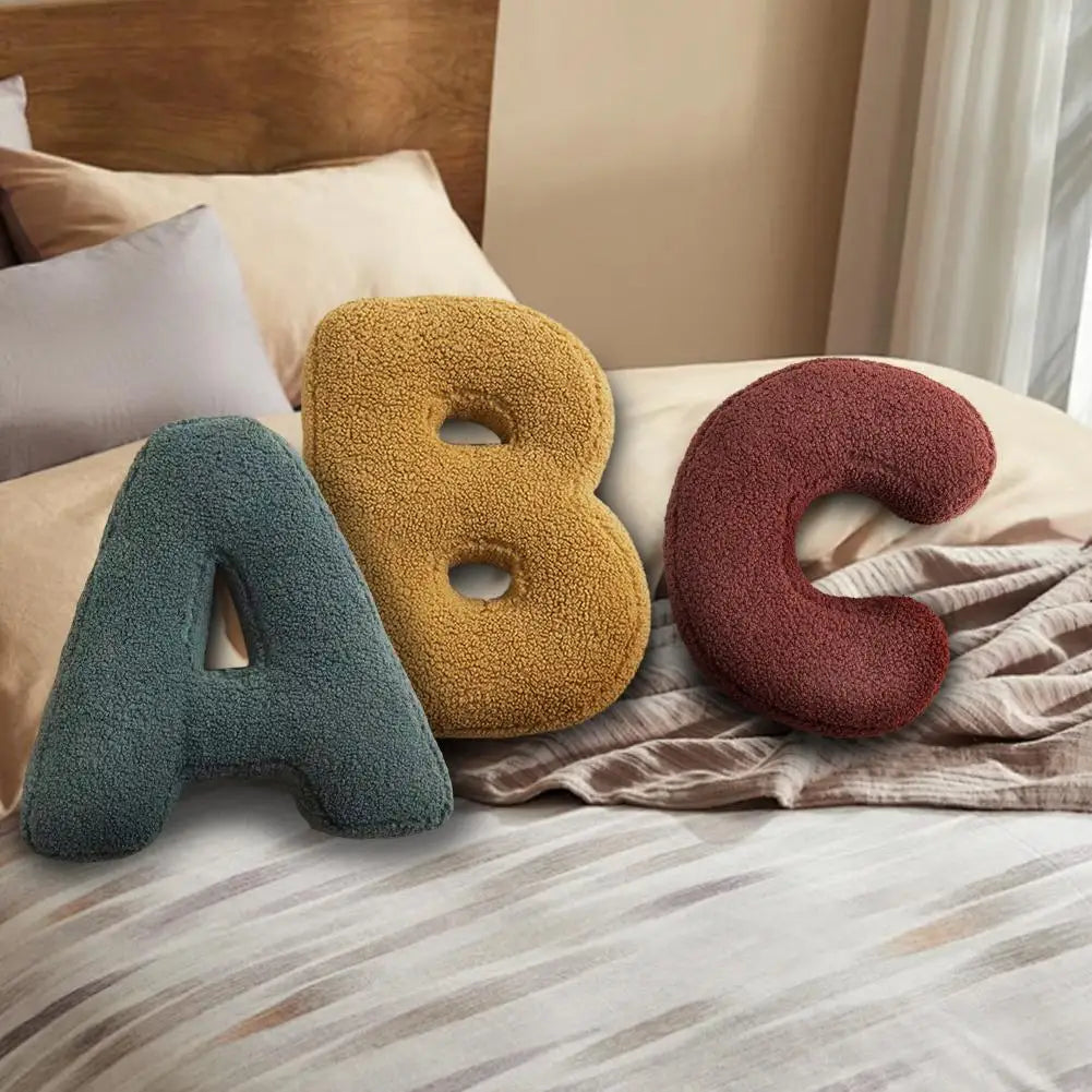 Alphabet Letter Throw Pillow Soft Velvet Decorative Cushion for Sofa Bed and Kids Room Personalized Initial Pillow