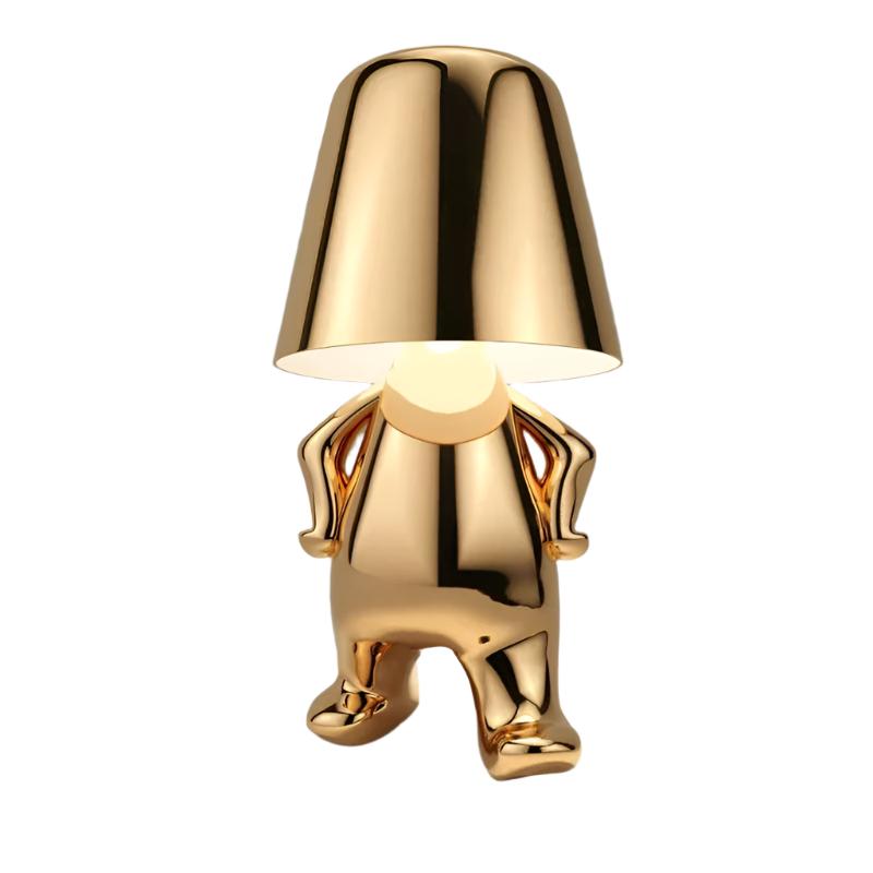 Rechargeable LED Light Table Lamp with Sitting Figure Metal Base