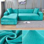 Stretch Velvet Sofa Cover Elastic Non-Slip Couch Slipcover Machine Washable Furniture Protector for Pets and Living Room