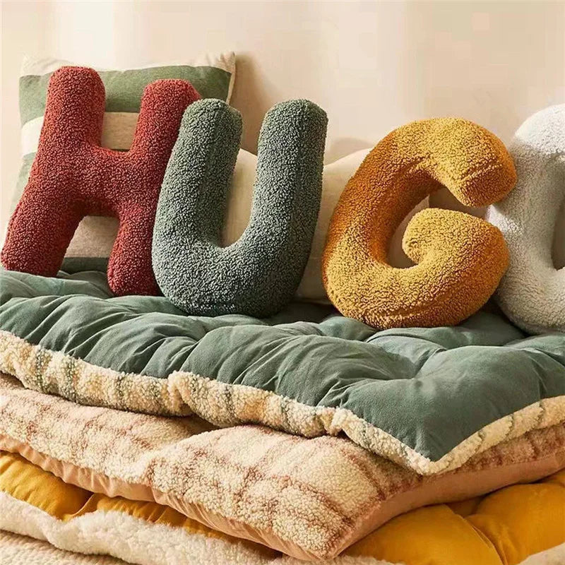 Alphabet Letter Throw Pillow Soft Velvet Decorative Cushion for Sofa Bed and Kids Room Personalized Initial Pillow