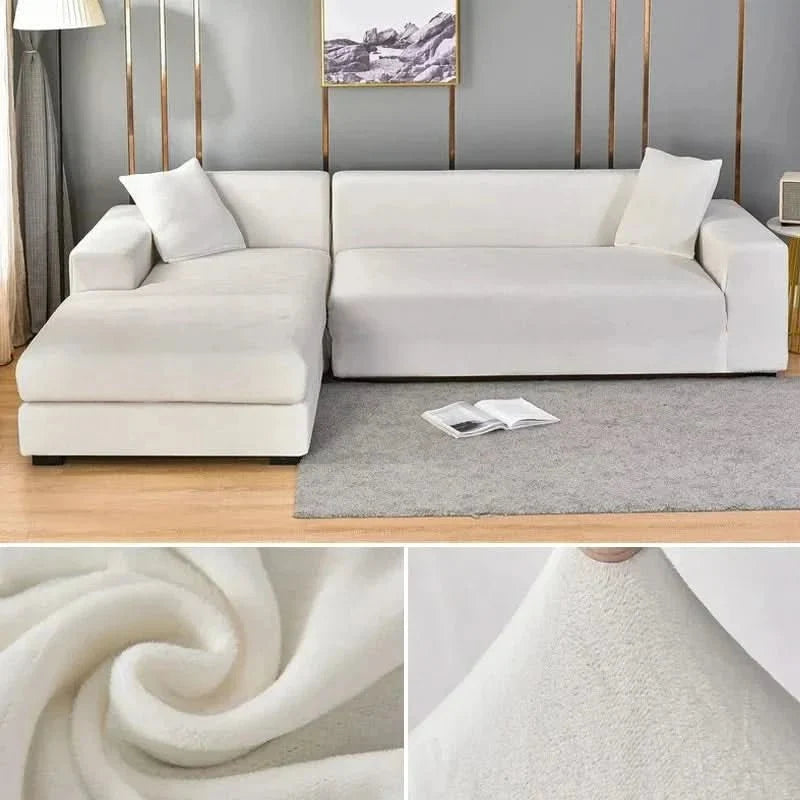 Stretch Velvet Sofa Cover Elastic Non-Slip Couch Slipcover Machine Washable Furniture Protector for Pets and Living Room