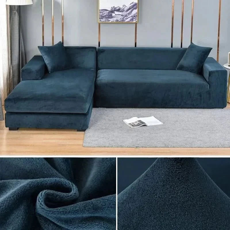 Stretch Velvet Sofa Cover Elastic Non-Slip Couch Slipcover Machine Washable Furniture Protector for Pets and Living Room
