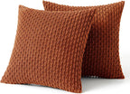 Corduroy Throw Pillow Cover Soft Striped Boho Decorative Cushion Case for Sofa Bed and Armchair Machine Washable