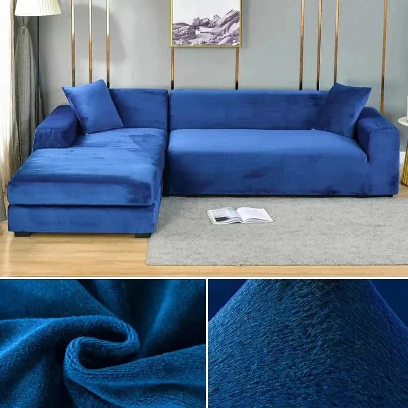 Stretch Velvet Sofa Cover Elastic Non-Slip Couch Slipcover Machine Washable Furniture Protector for Pets and Living Room