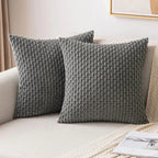 Corduroy Throw Pillow Cover Soft Striped Boho Decorative Cushion Case for Sofa Bed and Armchair Machine Washable