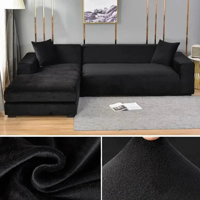 Stretch Velvet Sofa Cover Elastic Non-Slip Couch Slipcover Machine Washable Furniture Protector for Pets and Living Room