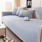 Non-Slip Cotton Linen Sofa Cover Breathable Quilted Couch Seat and Armrest Protector for All Seasons