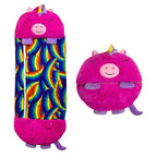 Kids Sleeping Bag with Stuffed Animal Pillow Convertible Plush Sleeping Bag for Children Soft Animal Sleepover Bag with Zipper for Girls and Boys