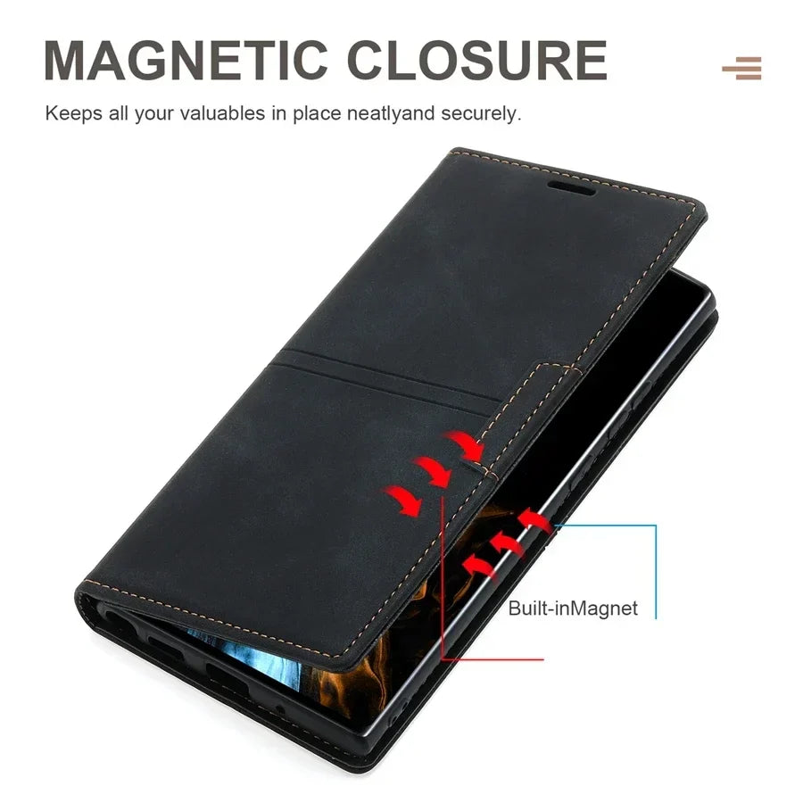 Google Pixel Leather Wallet Phone Case Magnetic Flip Cover with Card Slots and Kickstand