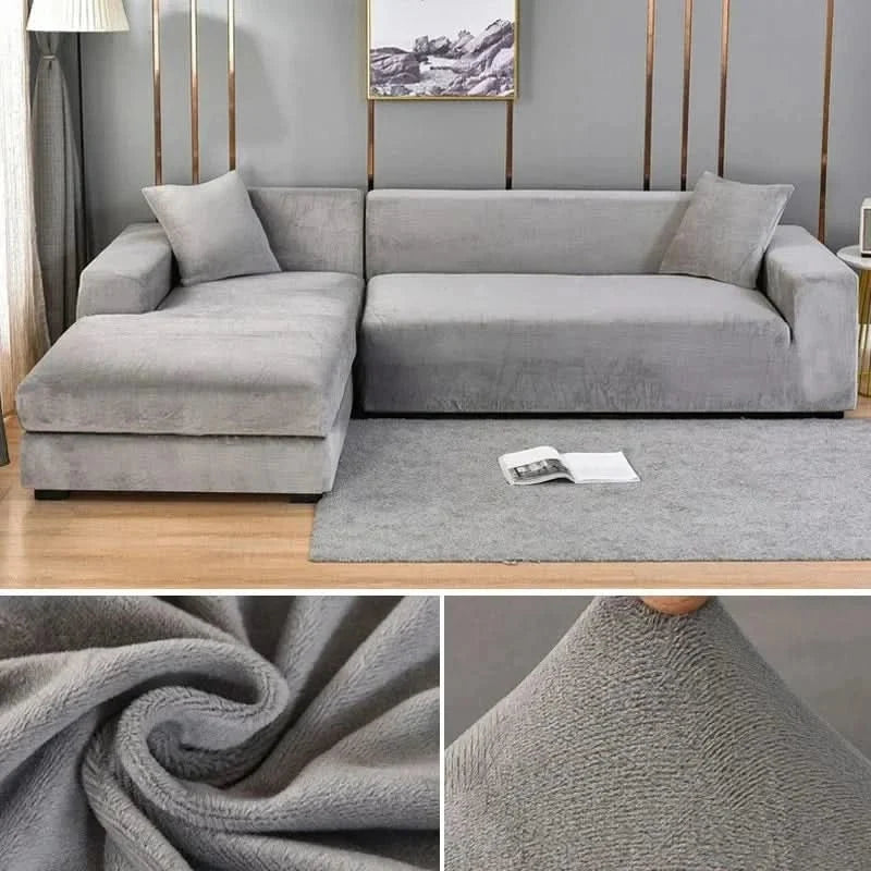 Stretch Velvet Sofa Cover Elastic Non-Slip Couch Slipcover Machine Washable Furniture Protector for Pets and Living Room
