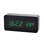 Digital Wooden Alarm Clock with LED Display Silent Non-Ticking Bedside Desk Clock Modern Wood Design