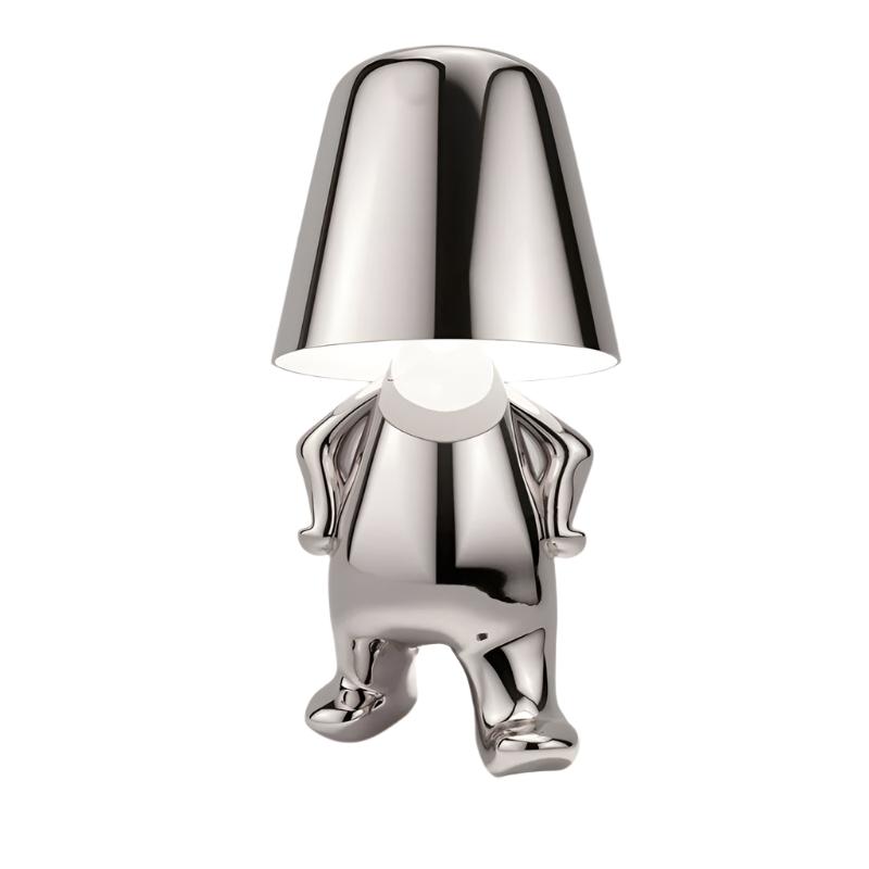 Rechargeable LED Light Table Lamp with Sitting Figure Metal Base