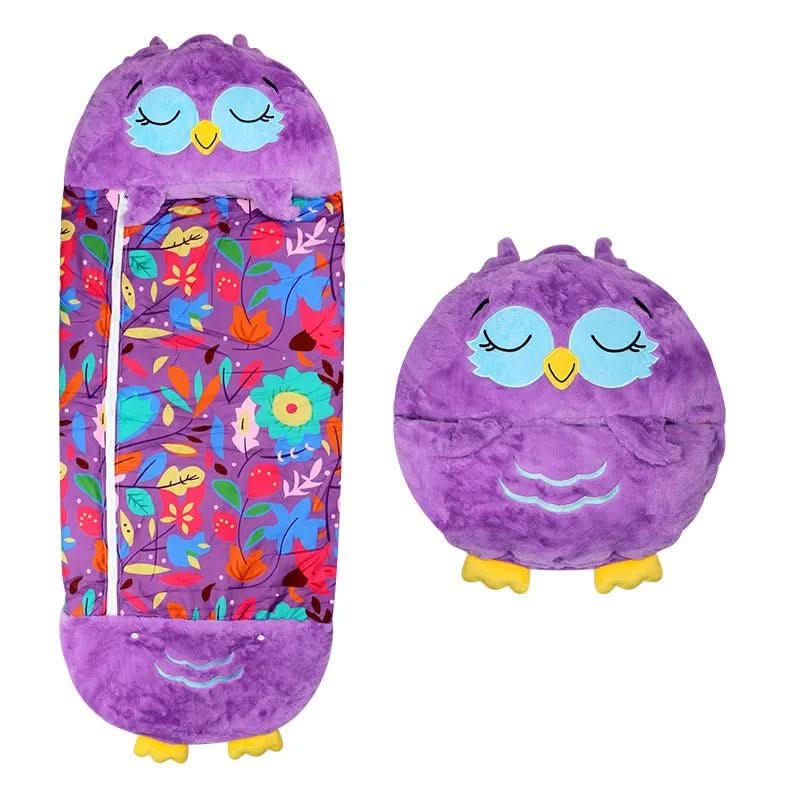 Kids Sleeping Bag with Stuffed Animal Pillow Convertible Plush Sleeping Bag for Children Soft Animal Sleepover Bag with Zipper for Girls and Boys