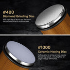 Rolling Knife Sharpener with Diamond and Ceramic Discs Magnetic Angle Guide Kitchen Knife Sharpening Tool for Straight Blades