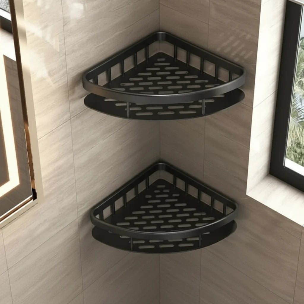 Adhesive Bathroom Shelf No Drill Wall Mounted Shower Caddy Stainless Steel Storage Rack for Shampoo and Soap