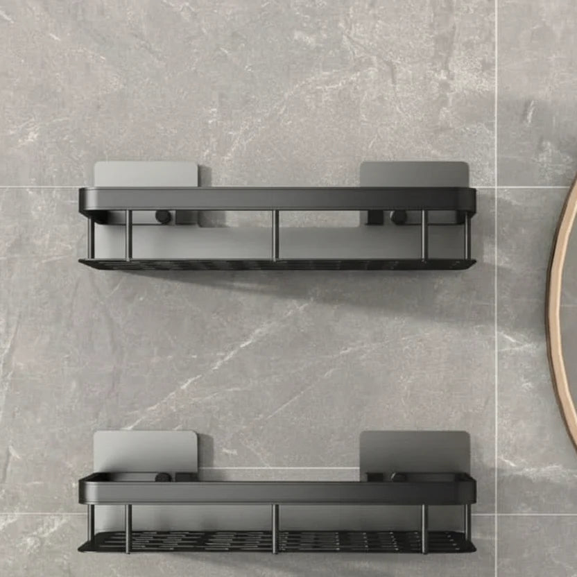 Adhesive Bathroom Shelf No-Drill Wall Mounted Shower Caddy Stainless Steel and ABS Storage Rack for Shampoo and Toiletries