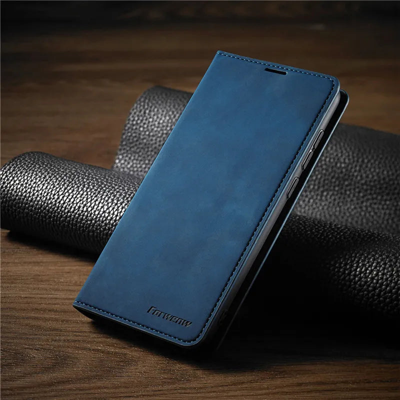 Faux Leather Wallet Phone Case for iPhone with Magnetic Closure Card Holder Slots and Kickstand Slim Flip Folio Cover
