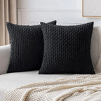 Corduroy Throw Pillow Cover Soft Striped Boho Decorative Cushion Case for Sofa Bed and Armchair Machine Washable