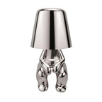 Rechargeable LED Light Table Lamp with Sitting Figure Metal Base