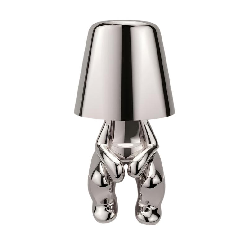 Rechargeable LED Light Table Lamp with Sitting Figure Metal Base