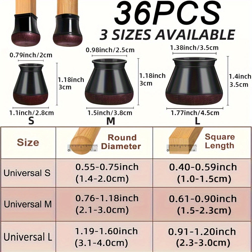 Silicone Chair Leg Floor Protectors Anti Scratch Furniture Leg Caps with Felt Pads for Hardwood and Tile Floors