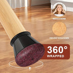Silicone Chair Leg Floor Protectors Anti Scratch Furniture Leg Caps with Felt Pads for Hardwood and Tile Floors