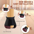 Silicone Chair Leg Floor Protectors Anti Scratch Furniture Leg Caps with Felt Pads for Hardwood and Tile Floors