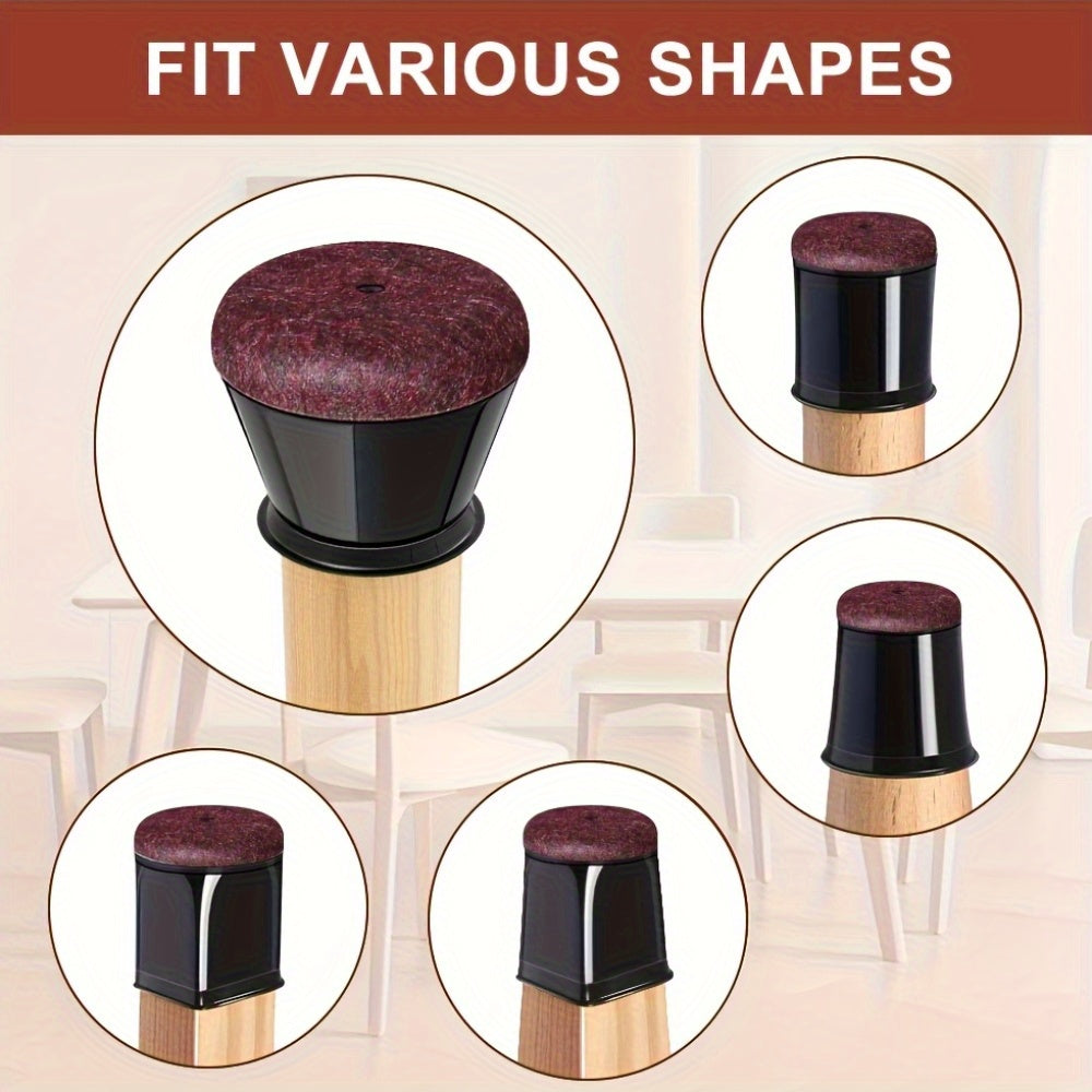Silicone Chair Leg Floor Protectors Anti Scratch Furniture Leg Caps with Felt Pads for Hardwood and Tile Floors