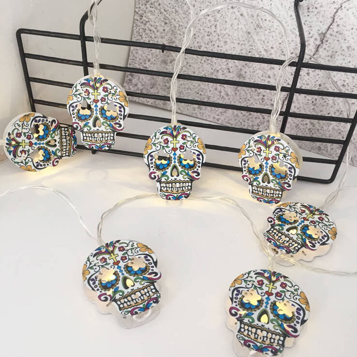 Halloween String Lights Battery Operated LED Decorative Light String with Spooky Character Shades for Bedroom and Indoor Party Decoration