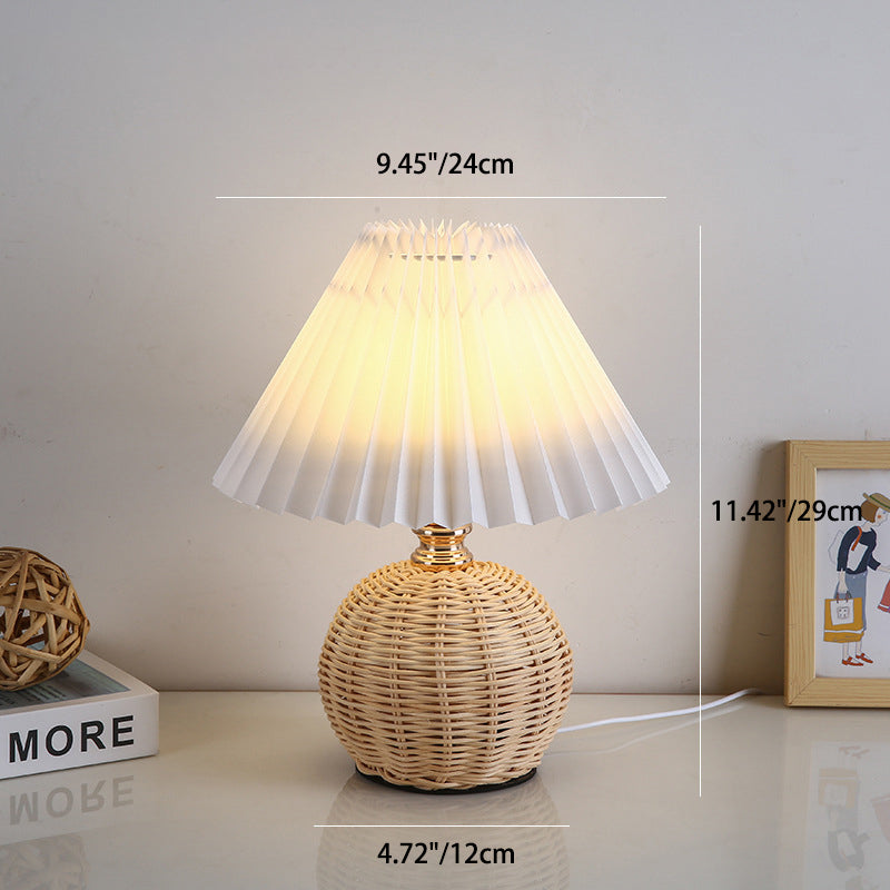 Bohemian Rattan Table Lamp With Tri-Color Dimmable Light — Harbor Light Co.