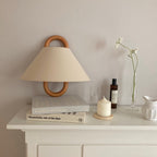 Modern Wood Wall Sconce With Warm LED Glow in Apricot - Flat — Harbor Light Co.