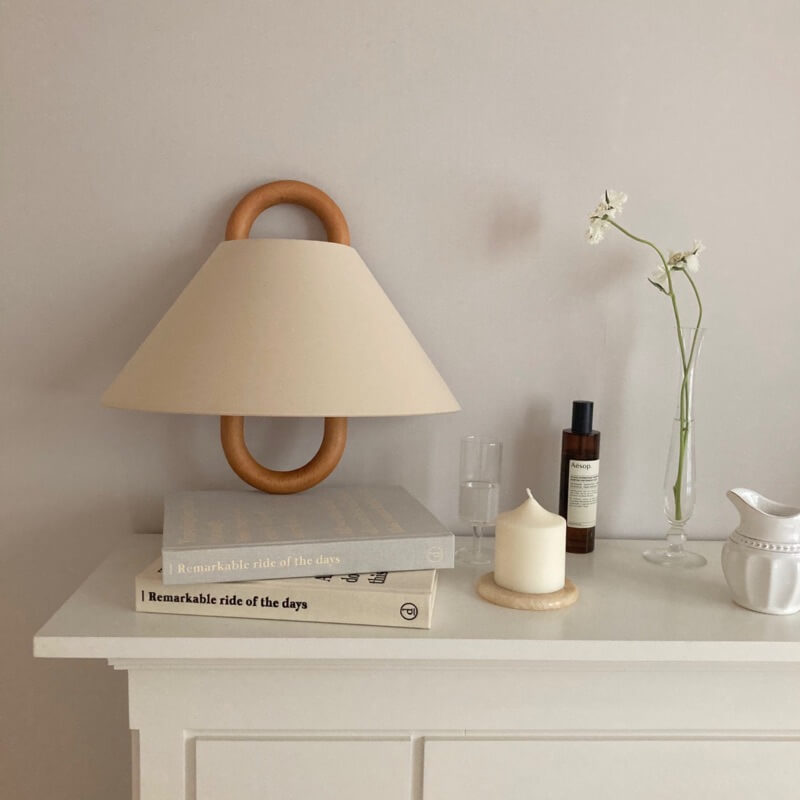 Modern Wood Wall Sconce With Warm LED Glow in Apricot - Flat — Harbor Light Co.
